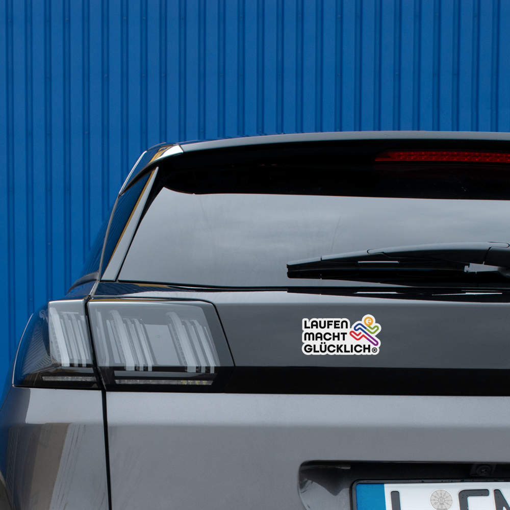 Laufen macht glücklich Auto-Aufkleber - Mattweiß