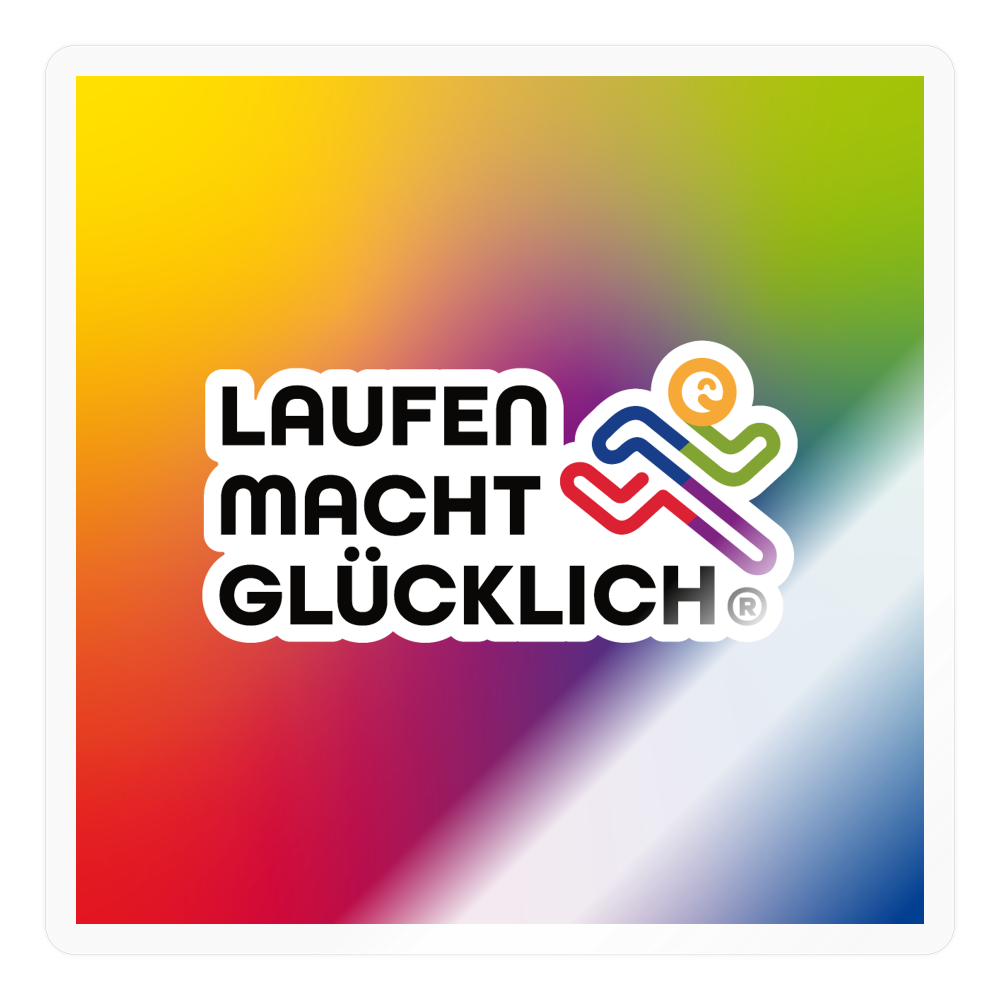 Laufen macht glücklich Sticker (quadratisch) - Transparent glänzend