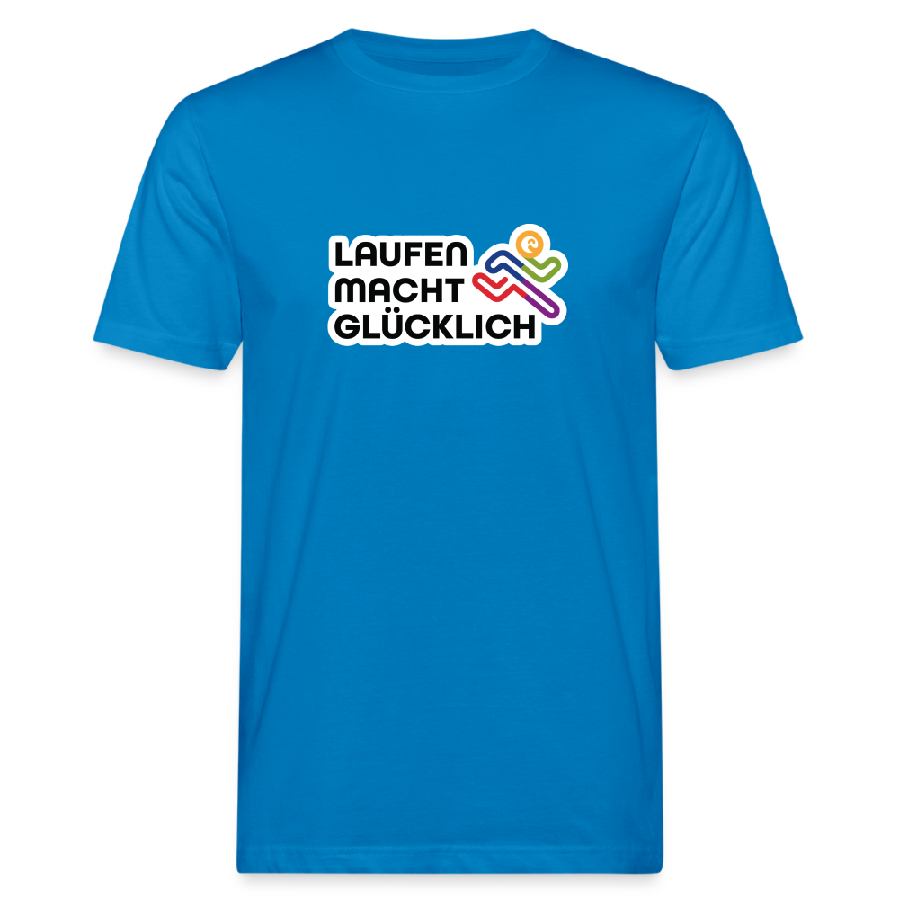 Laufen macht glücklich Männer Bio-T-Shirt - Pfauenblau