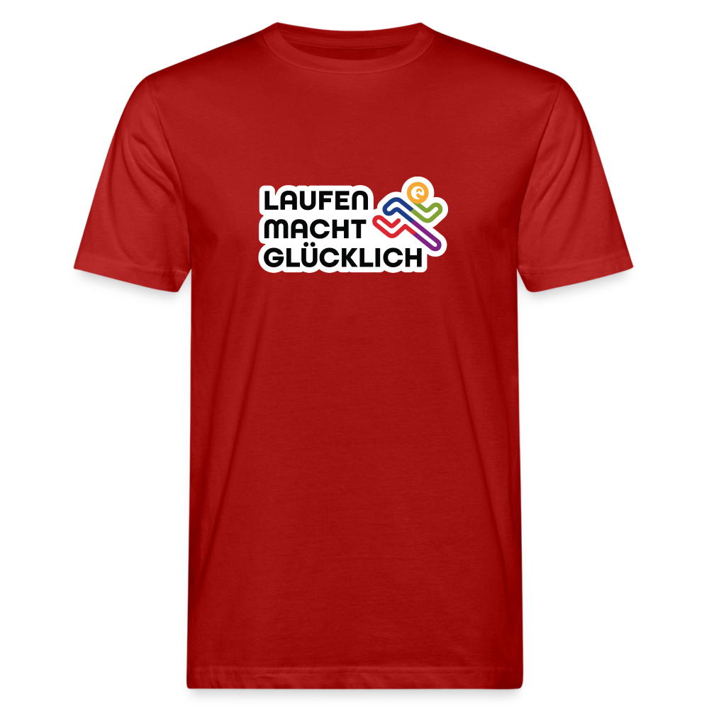 Laufen macht glücklich Männer Bio-T-Shirt - Dunkelrot