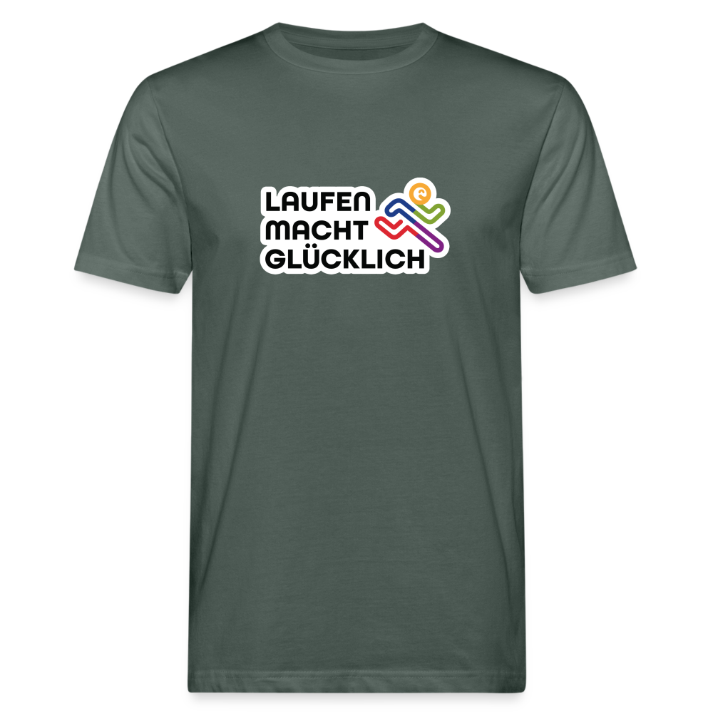 Laufen macht glücklich Männer Bio-T-Shirt - Graugrün
