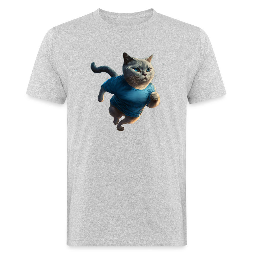 Läuferkatze Blau Männer Bio-T-Shirt - Grau meliert