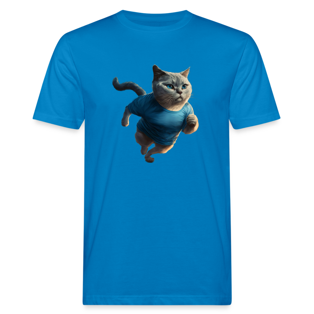 Läuferkatze Blau Männer Bio-T-Shirt - Pfauenblau