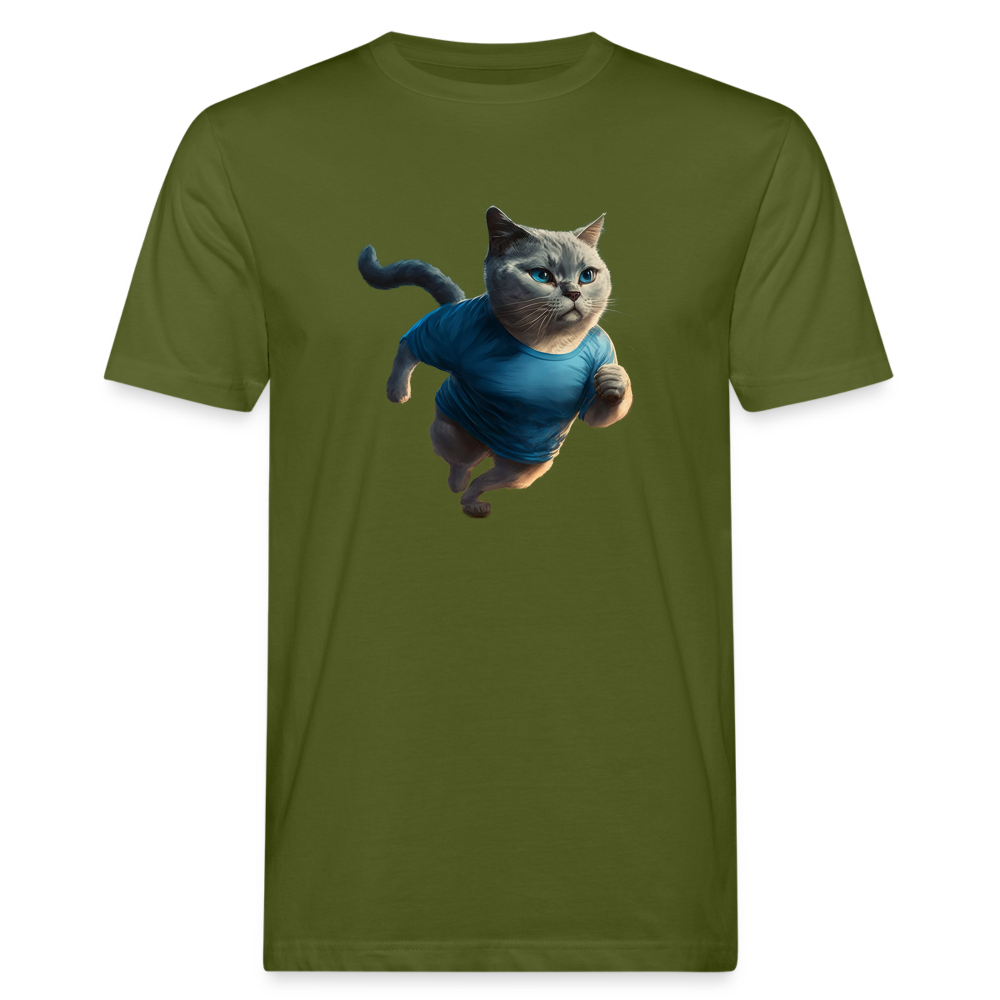 Läuferkatze Blau Männer Bio-T-Shirt - Moosgrün