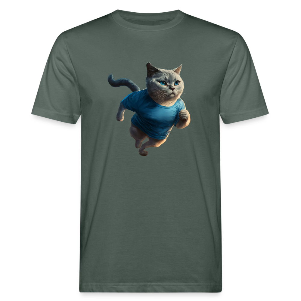 Läuferkatze Blau Männer Bio-T-Shirt - Graugrün