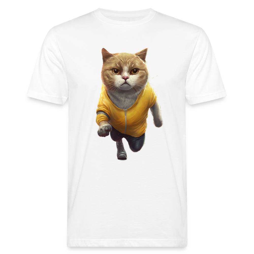 Running Cat Yellow Männer Bio-T-Shirt - weiß