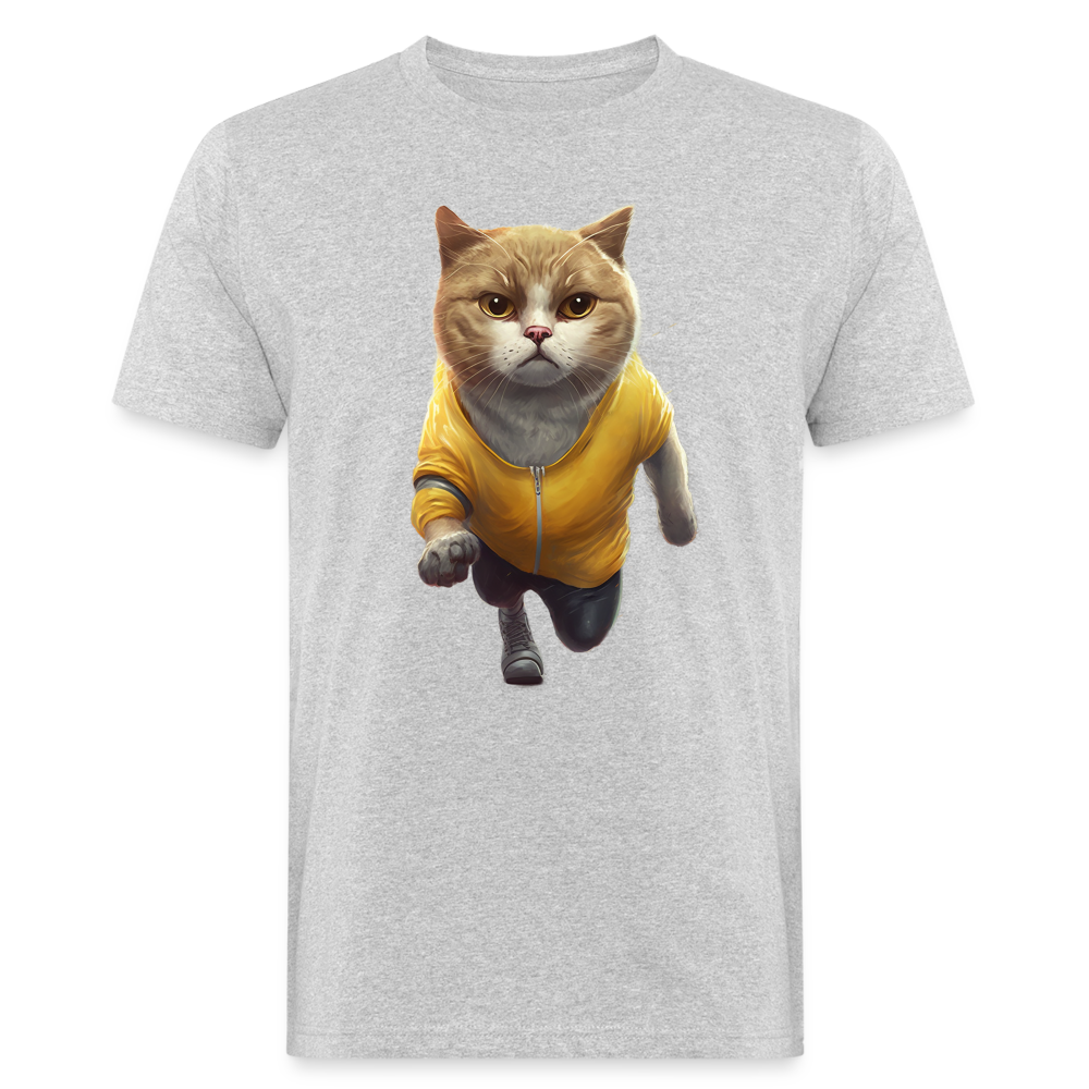 Running Cat Yellow Männer Bio-T-Shirt - Grau meliert