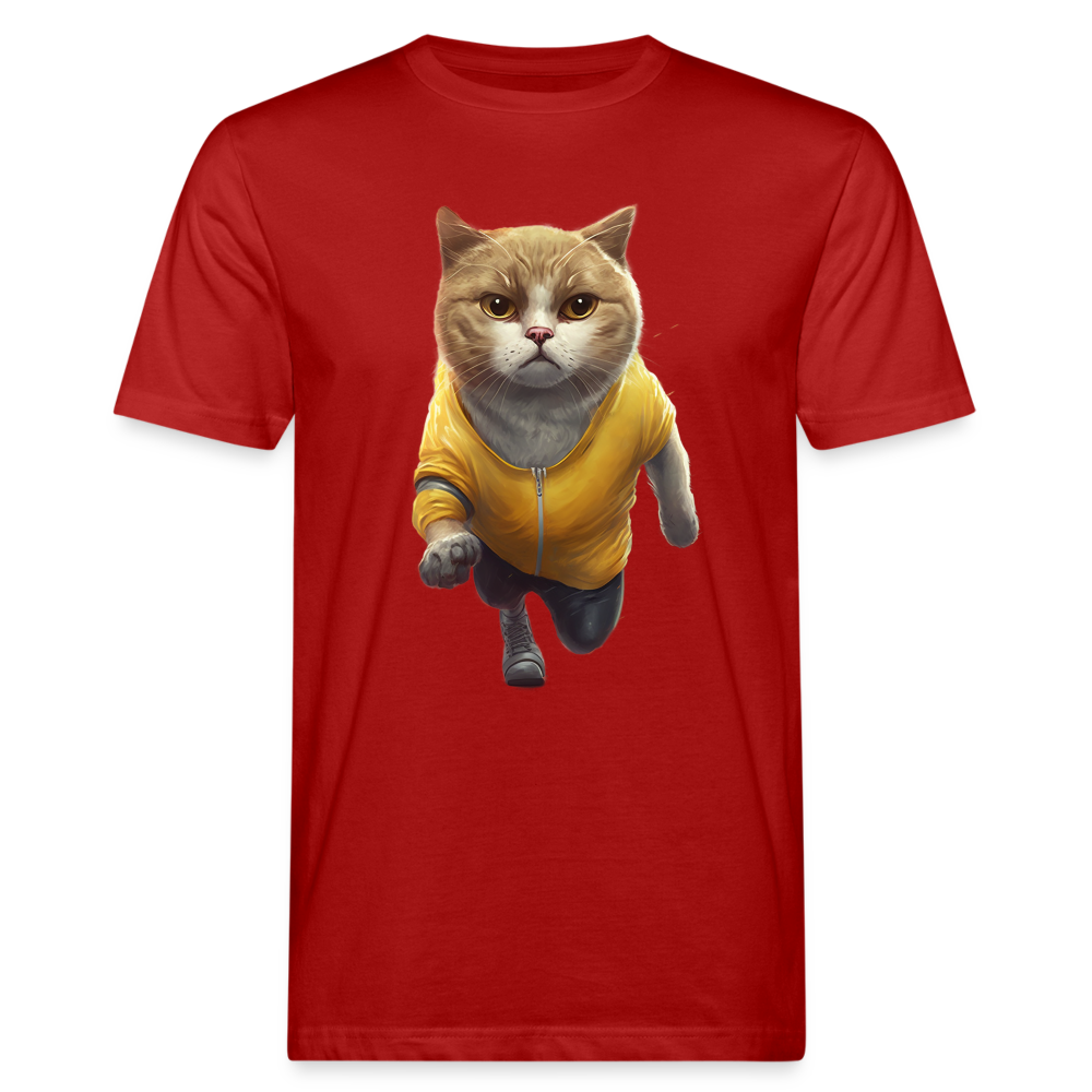 Running Cat Yellow Männer Bio-T-Shirt - Dunkelrot