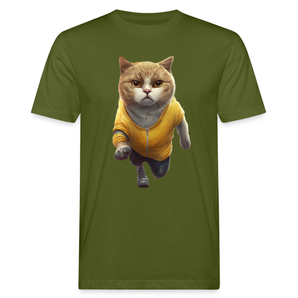 Running Cat Yellow Männer Bio-T-Shirt - Moosgrün