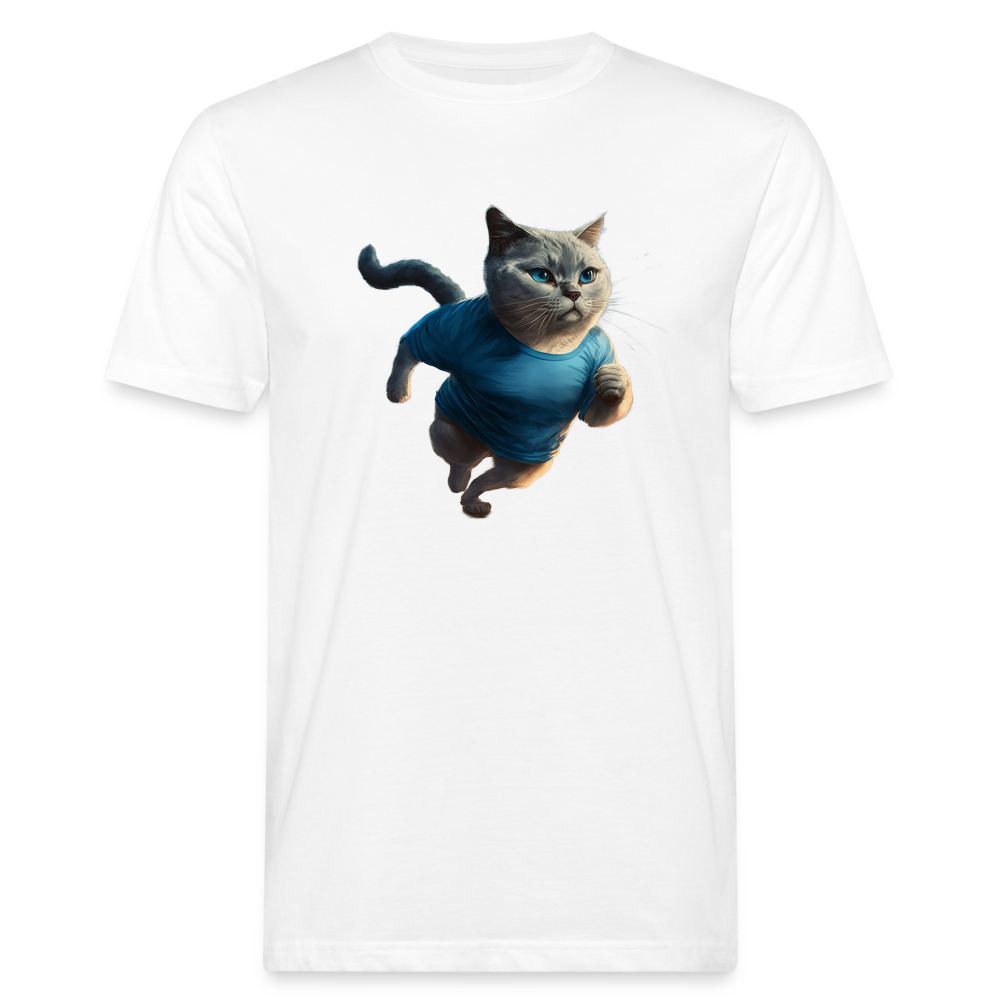 Läuferkatze Blau Männer Bio-T-Shirt - weiß